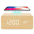 Miniatyrbild 3 av 3: Wooden Digital Alarm Clock With Wireless Chargingadjustable Brightness