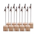 Miniatyrbillede 4 af 4: 10 stk. Bordkort Holder Billede Note Klips Holdere Rund Base Træ Klips