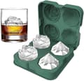 Ice Cube Tray, 2.5 Inch Ice Cube Silicone Molds, 2 Cavity Rose & 2 Diamond Ice Ball Maker Green