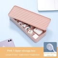Miniatyrbild 1 av 4: Cable Storage Box Transparent Plastic Data Line Storage Container For Desk Stationery Multifunctional Headset Data Charging Line F pink