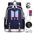 Miniatyrbillede 1 af 4: Bts Rygsæk USB Genopladelig Rygsæk Stor Kapacitet Studerende Skoletaske Color-4