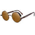 Pikkukuva 2 / 4: Vintage Polarisoidut Steampunk-aurinkolasit Miehille Pyöreät Aurinkolasit Tyylikkäät Brown Frame Brown Lenses