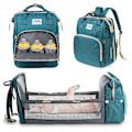 Miniatyrbild 1 av 4: Diaper Backpack Foldable Baby Bed Large Capacity Mummy Bag With Changing Station Green