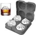 Ice Cube Tray, 2.5 Inch Ice Cube Silicone Molds, 2 Cavity Rose & 2 Diamond Ice Ball Maker Grey