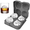 Miniatyrbillede 1 af 4: Isterningebakke, 2,5 tommer silikoneforme til isterninger, 2 hulrum Rose & 2 Diamant Isboldmaskine Grey