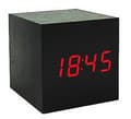 Gingko Cube Led Click Clock Alarm Clock With Sound Activation (time, Date & Temperature) Various Colours A10 Black and red