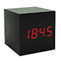 Miniatyrbild 1 av 4: Gingko Cube Led Click Clock Alarm Clock With Sound Activation (time, Date & Temperature) Various Colours A10 Black and red