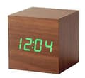 Gingko Cube Led Click Clock Alarm Clock With Sound Activation (time, Date & Temperature) Various Colours A10 Brown green