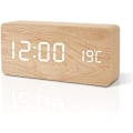 Miniatyrbild 1 av 4: Wooden Alarm Clock Modern Led Table Clock Digital Alarm Clock Voice Touch Displatime/date/temperature For Home Bedroom Office Brown Orange