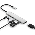 Miniatyrbilde 1 av 5: Usb C Hub-dongle, 6-i-1 Usb C til Hdmi Multiport Adapter Sd-kortleser