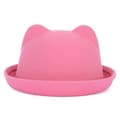 Bowlerhatt i ull for foreldre og barn, Fedora-hatter Cat ear pink 57cm