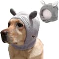 Pet Dog Knit Beanie Hat Head Cover Rabbit Ear Warm Puppy Cap Grey