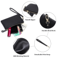Miniatyrbilde 2 av 4: Damepung RFID-blokkerende Skinn Glidelåspung Clutch Håndleddsrem Reise Lang Lommebok, RFID-lommebok (karamellfarge)