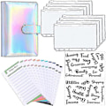 Miniatyrbillede 1 af 2: A6 Binder Budget Planner Notesbogsomslag Mappe Størrelse 6 Hull Lommer Plastik Lynlås Pengebesparende Konvolut Silver Laser