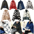 Miniatyrbillede 2 af 4: Bærbar Plaid Fleece Tæppe Dobbeltlags Tæpper Med Knap Tyk Multifunktionelt Varmt Vinterkastetæppe Til Sofa Seng A