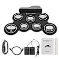 Miniatyrbild 3 av 5: Silicon Drum Set Digital Electronic Roll Up Drum Kit Compact Size Usb 7 Drum Pads