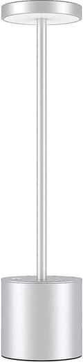 Fong Wireless Table Lamp, Rechargeable Led Eye-protect Table Lamp, Metal Aluminum Bedside Table Lamp, Suitable For Bedroom, Studio, Dining (silver)