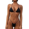 Miniatyrbild 1 av 2: Women Two Piece Swimsuit Sexy Swimwear Halter String Triangle Bikini S BLACK M