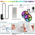Miniatyrbilde 4 av 4: LED-lysstripe, 5 meter RGB-båndlys, Bluetooth-kontroll, 40-knappers fjernkontroll, Musikk-synkronisering