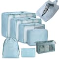 8 Piece Travel Cube Foldable Tote Organizer Lightweight Luggage Organizer (blue) light blue