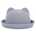 Bowlerhatt i ull for foreldre og barn, Fedora-hatter Cat ear light gray 57cm
