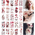 Miniatyrbilde 1 av 4: 30 stk. Halloween Arr Horror Tatoveringsklistremerker Sminkerekvisitter STYLE2