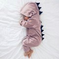Miniatyrbillede 1 af 3: Nyfødt Spædbarn Baby Dinosaur Hætte Romper Jumpsuit Pyjamas Nattøj Brick Red 3 Months