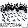 Pikkukuva 3 / 4: Zk-22 kpl/setti Sotilaalliset rakennuspalikat Sarja Musta Erikoispoliisi ja Maastoajoneuvosetti Pieniä Osia Koottu Minifiguurilelu