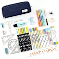 Miniatyrbild 2 av 5: Large Pencil Case Big Capacity 3 Compartments Canvas Pencil Pouch For Students black
