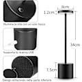 Miniatyrbillede 1 af 2: Fong Trådløs Bordlampe, Genopladeligt Batteri, 2 Lysstyrkeniveauer, Metal Sengelampe, Til Stue, Soveværelse, Kontor, Studio (sort)