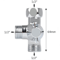 Miniatyrbild 1 av 4: G1/2" Shower Three-way Connector Brass Diverter Valve T-shaped Adapter Adjustable Water Separator Faucet Splitter Bathroom Parts