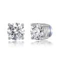 Miniatyrbild 1 av 4: Silver Round Magnetic Clip On Stud Earrings Created With Swarovski Crystals 8MM