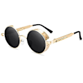 Pikkukuva 2 / 4: Vintage Polarisoidut Steampunk-aurinkolasit Miehille Pyöreät Aurinkolasit Tyylikkäät Gold Frame Grey Lenses