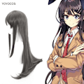 Pikkukuva 2 / 4: Sakurajima Mai Cosplay Peruukki Rascal Does Not Dream Of Bunny Girl Senpai Harmaa Pitkä Suora Hiukset Lämmönkestävä