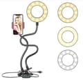 Mobile Phone Live Holder Lazy Bracket Desk Lamp LED Selfie Ring Light Flexible For Youtube Black
