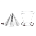 Miniatyrbillede 10 af 10: Kaffefilter i rustfrit stål med holder - Mesh tragt til 1-6 kopper brygning i køkkenet