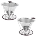 Miniatyrbillede 9 af 10: Kaffefilter i rustfrit stål med holder - Mesh tragt til 1-6 kopper brygning i køkkenet