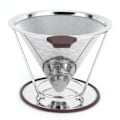 Miniatyrbillede 5 af 10: Kaffefilter i rustfrit stål med holder - Mesh tragt til 1-6 kopper brygning i køkkenet