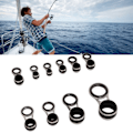 Miniatyrbilde 3 av 4: 10-delt Fiske Stang Guide Ringsett - 5 Størrelser av Keramiske og Rustfrie Stål Øyeguider for Casting Stangspiss Reparasjoner 10pcs