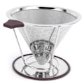 Miniatyrbillede 4 af 10: Kaffefilter i rustfrit stål med holder - Mesh tragt til 1-6 kopper brygning i køkkenet