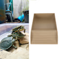 Miniatyrbillede 5 af 7: Skridsikker Skildpadde Foderfad med Rampe og Solbadningsplatform - Træfarvet Mad- og Vandskål Wood Grain Color