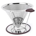 Miniatyrbillede 6 af 10: Kaffefilter i rustfrit stål med holder - Mesh tragt til 1-6 kopper brygning i køkkenet