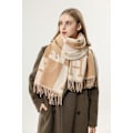 Miniatyrbilde 4 av 4: Tassel skjerf for kvinner H høst og vinter varm dobbeltsidig skjerf Dark camel