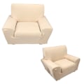 Miniatyrbild 3 av 3: Beige Stretchbar Soffaöverdrag i Plysch med Enfärgad Design
