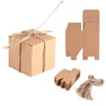 Miniatyrbillede 2 af 7: 50 stk Retro Brune Foldbare Slikæsker med Snøretov - Lille Kvadratisk Design 50PCS