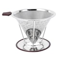Miniatyrbillede 8 af 10: Kaffefilter i rustfrit stål med holder - Mesh tragt til 1-6 kopper brygning i køkkenet