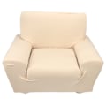 Miniatyrbild 1 av 3: Beige Stretchbar Soffaöverdrag i Plysch med Enfärgad Design