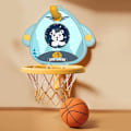 Miniatyrbild 5 av 5: Justerbar Höjd Barnkorg Basketboll Set - Inomhus Väggmonterad Basketmål Kit med Bollpump - Cyan Färg Cyan