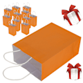 Pikkukuva 4 / 5: 10 kpl Oranssit Kannettavat Kraft-Paperiset Lahjapussit Ostoksiin ja Syntymäpäiväjuhliin - 15 x 8 x 21cm Orange 10pcs