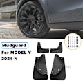 Miniatyrbild 1 av 5: Stänkskydd Mud Flaps Stänkskärmar Fram Bakre Skärmskydd För Tesla Model Y 2021-2024 Större Utgåva